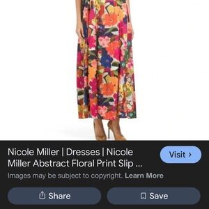 Nicole Miller Abstract Floral Print Satin Maxi Dress M